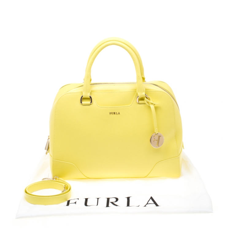 Pre Owned Furla Yellow Leather Top Handle Bag