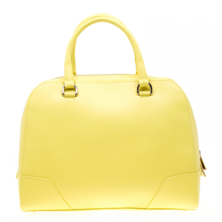 Pre Owned Furla Yellow Leather Top Handle Bag