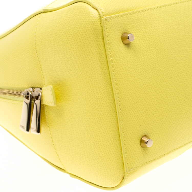 Pre Owned Furla Yellow Leather Top Handle Bag