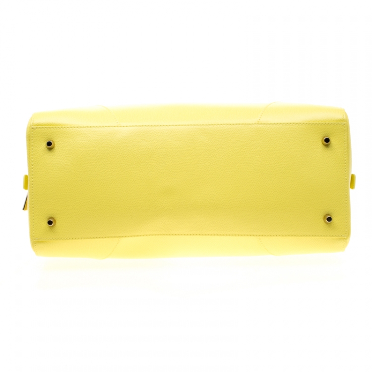 Pre Owned Furla Yellow Leather Top Handle Bag