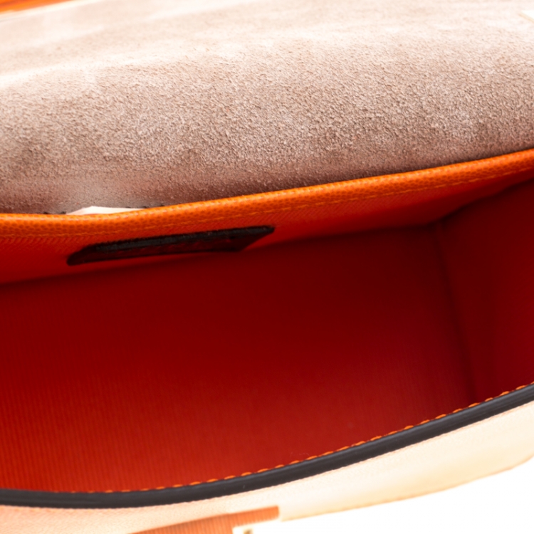Pre Owned Furla Orange Leather Mini Mimi Crossbody Bag