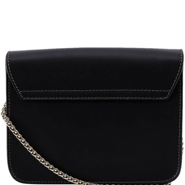 Pre Owned Furla Onyx Leather Mini Metropolis Crossbody Bag