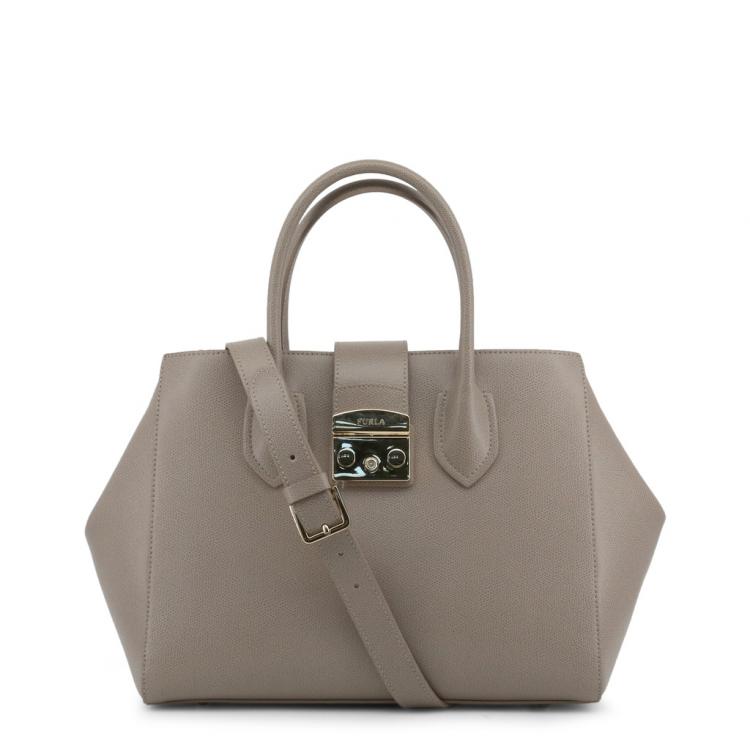 Pre Owned Furla Sabbia Textured Leather Medium Metropolis Tote