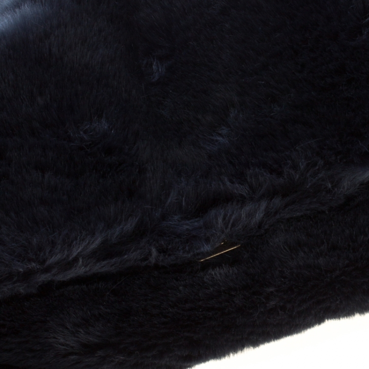 مملوكة مسبقًا Furla Dark Blue Fur Caos Medium Shoulder Bag
