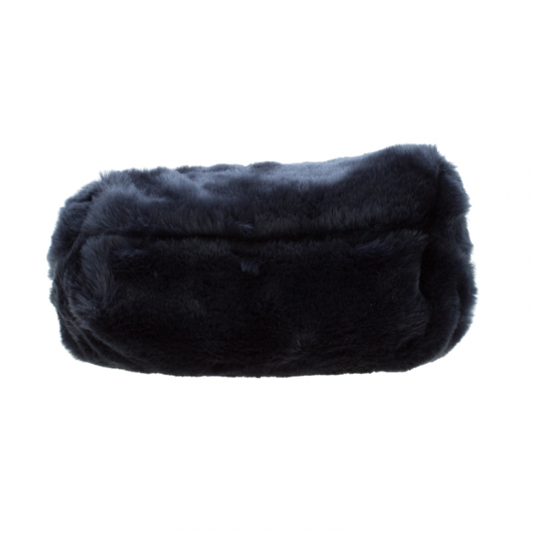 مملوكة مسبقًا Furla Dark Blue Fur Caos Medium Shoulder Bag