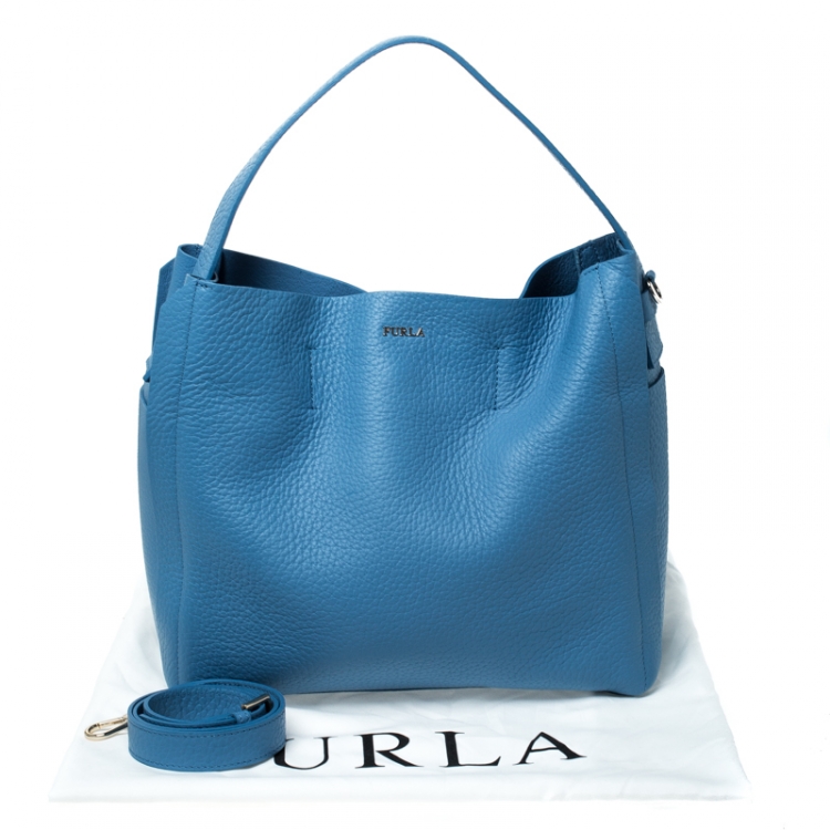 Pre Owned Furla Blue Leather Capriccio Hobo 