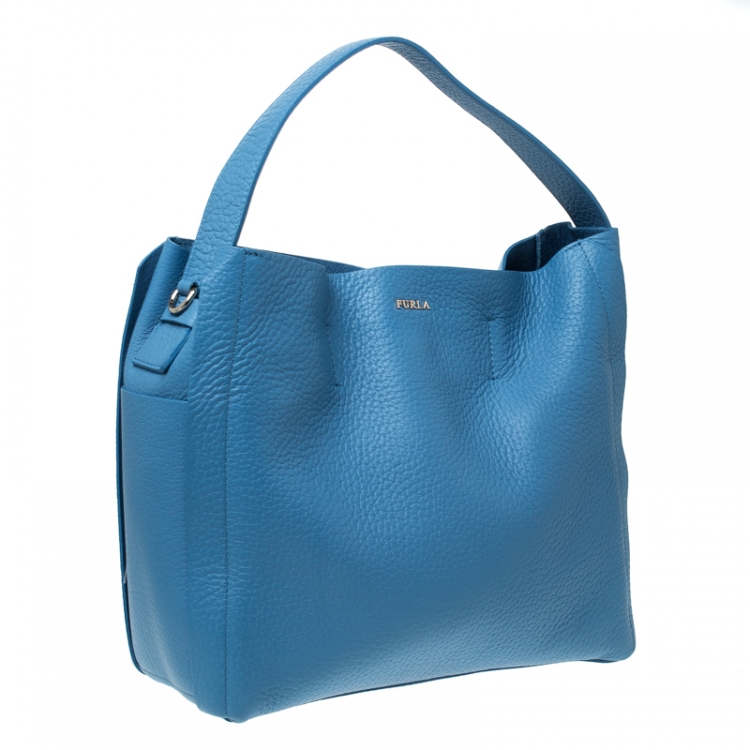 Pre Owned Furla Blue Leather Capriccio Hobo 