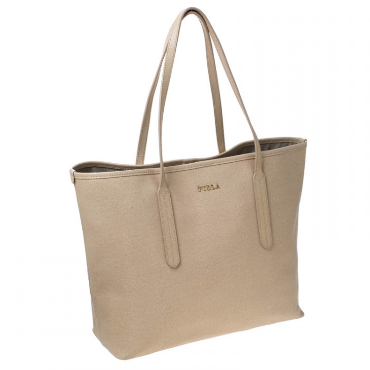 Pre Owned Furla Beige Leather Ariana Tote 
