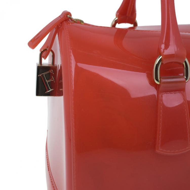 Pre Owned Furla Red Gloss PVC Candy Satchel