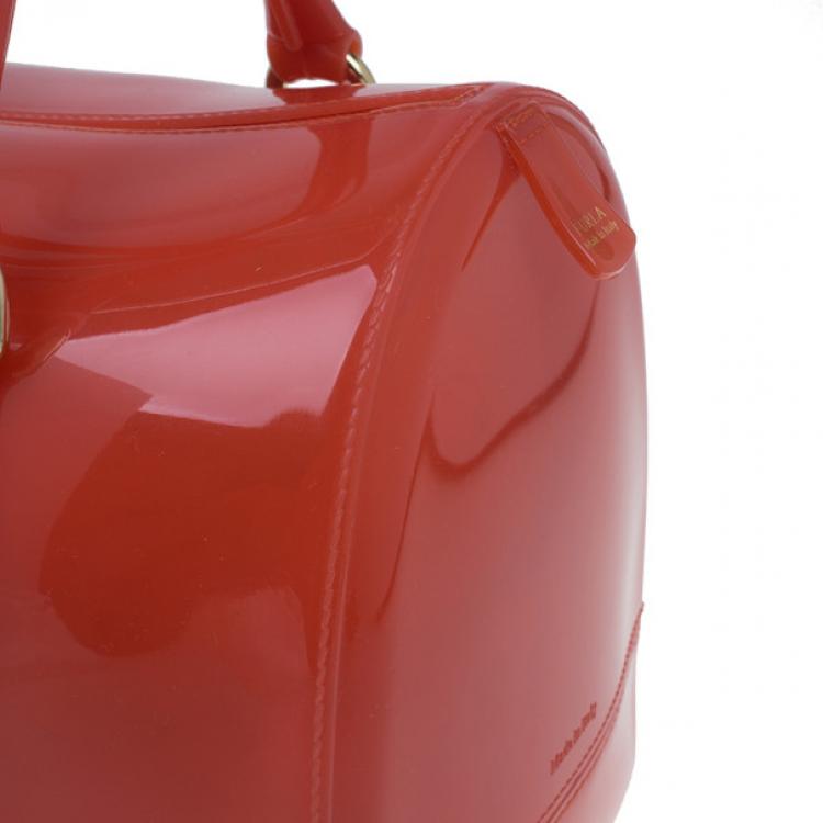 Pre Owned Furla Red Gloss PVC Candy Satchel
