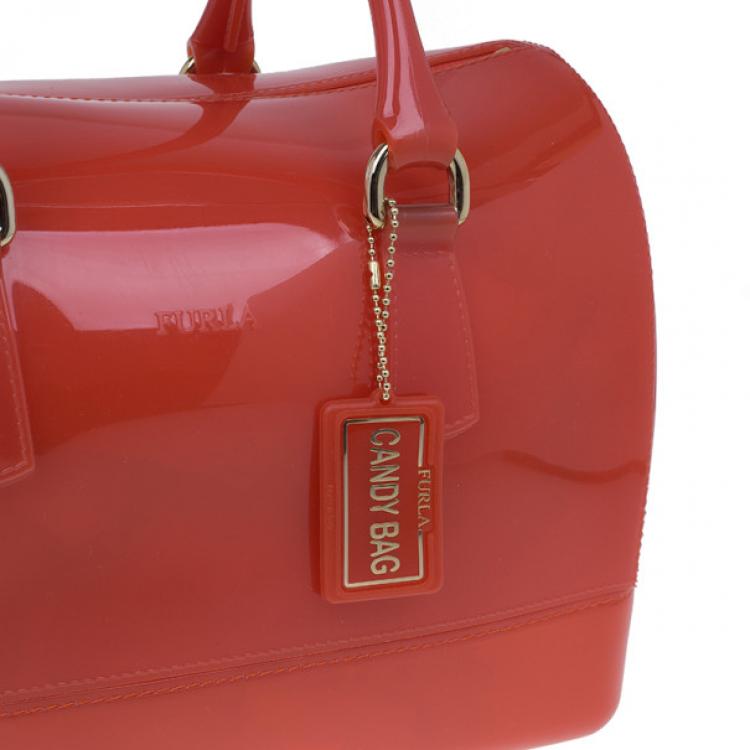 Pre Owned Furla Red Gloss PVC Candy Satchel