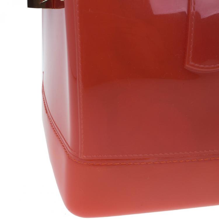 Pre Owned Furla Red Gloss PVC Candy Satchel