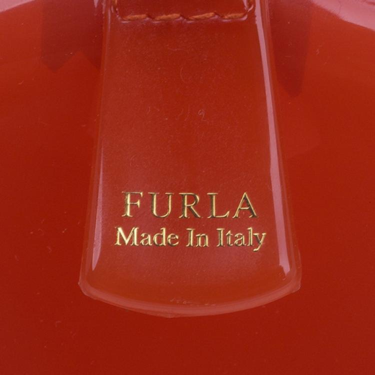 Pre Owned Furla Red Gloss PVC Candy Satchel