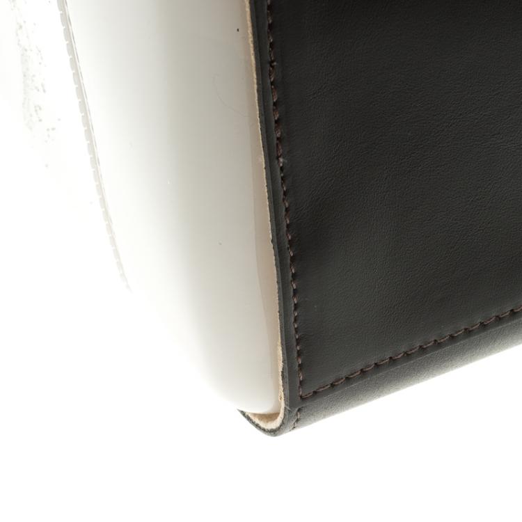 Pre Owned Furla Black/Grey Glossy Rubber and Leather Leopard Detailed Candy Satchel