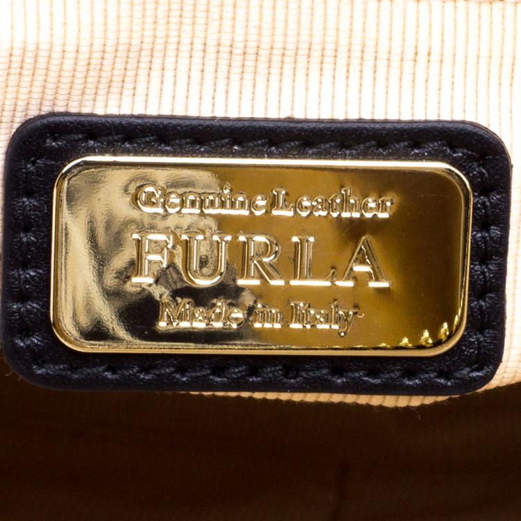 Pre Owned Furla Zebra Print Leather Piper Dome Satchel 