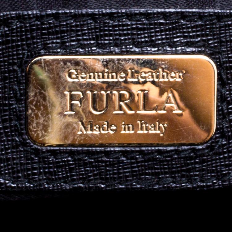 Pre Owned Furla Black Leather Limited Edition Piper Lux Top Handle Bag