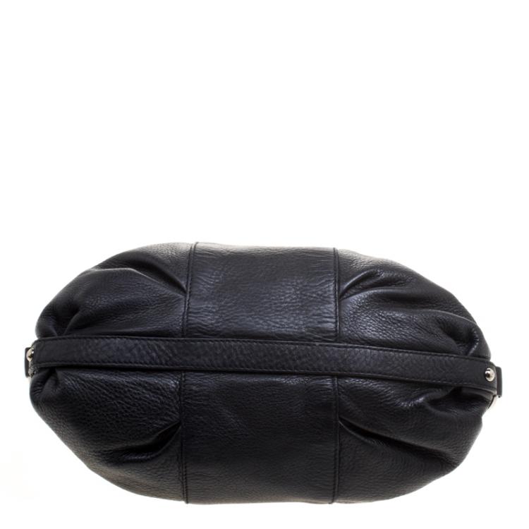 Pre Owned Furla Black Leather Saddle Shoulder Bag