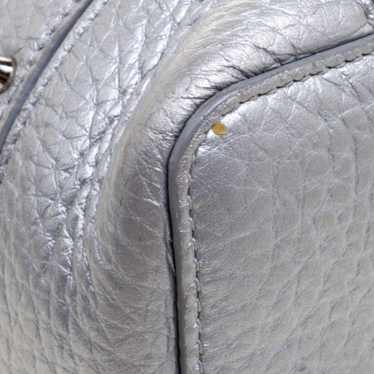 Pre Owned Furla Silver Leather Stacy Drawstring Bucket Bag
