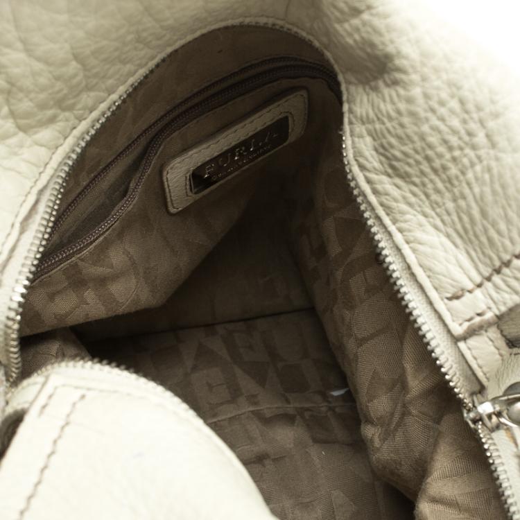 Pre Owned Furla Off White Soft Leather Hobo