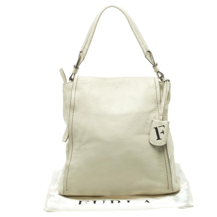 Pre Owned Furla Off White Soft Leather Hobo