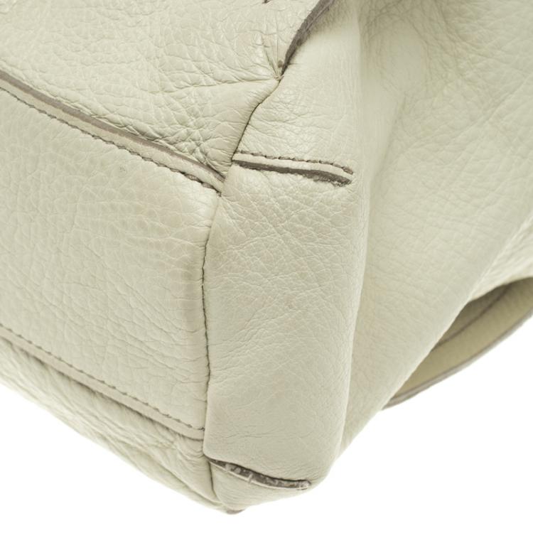Pre Owned Furla Off White Soft Leather Hobo