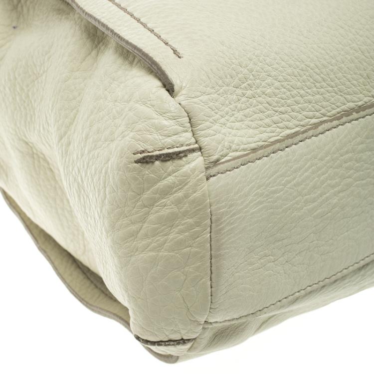 Pre Owned Furla Off White Soft Leather Hobo