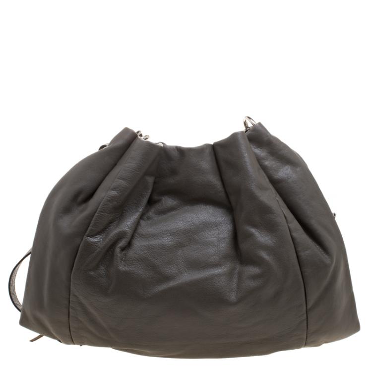 مملوكة مسبقًا Furla Grey Leather Drawstring Shoulder Bag