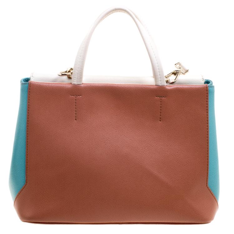Pre Owned Furla Tri Color Leather Kelis Tote