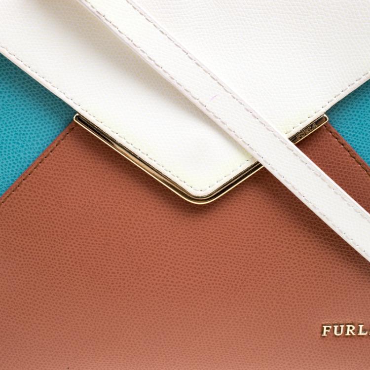 Pre Owned Furla Tri Color Leather Kelis Tote