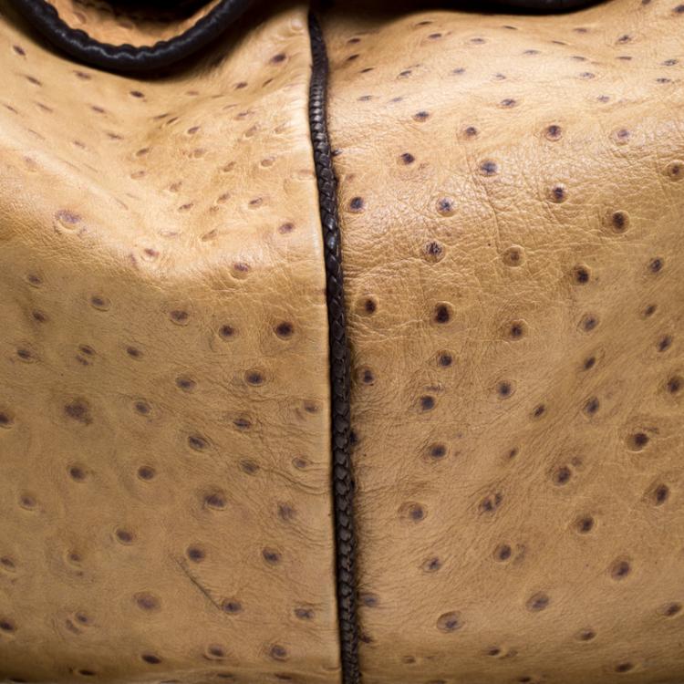 Pre Owned Furla Brown Ostrich Embossed Leather Elizabeth Hobo