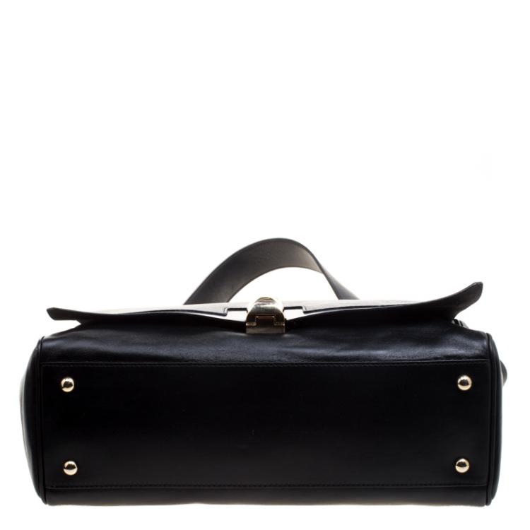 Pre Owned Furla Black Leather Cortina Top Handle Bag