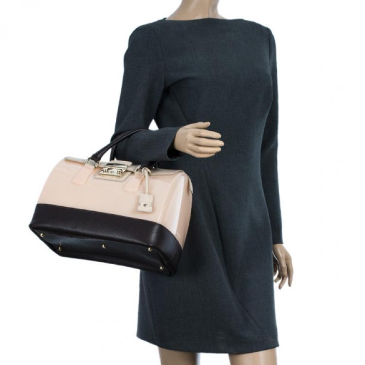 Pre Owned Furla Tri-Color Rubber and Leather Candy Satchel