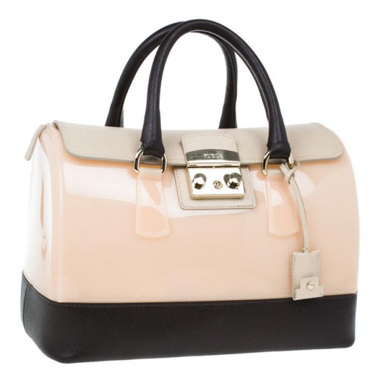 Pre Owned Furla Tri-Color Rubber and Leather Candy Satchel