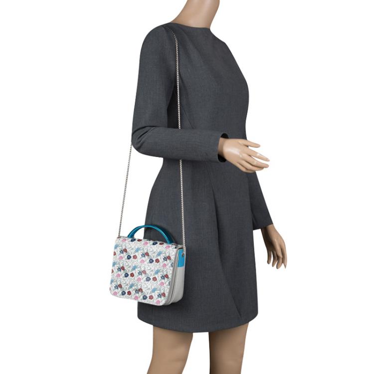 Pre Owned Furla Multicolor Printed Leather Top Handle Crossbody Bag