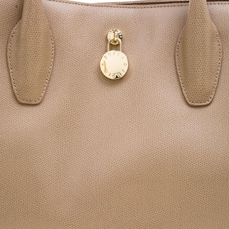 Pre Owned Furla Beige Leather Tote 