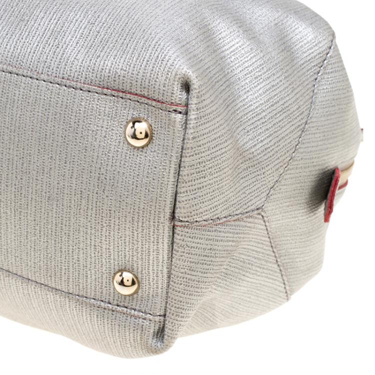 Pre Owned Furla Silver Leather Top Handle Bag
