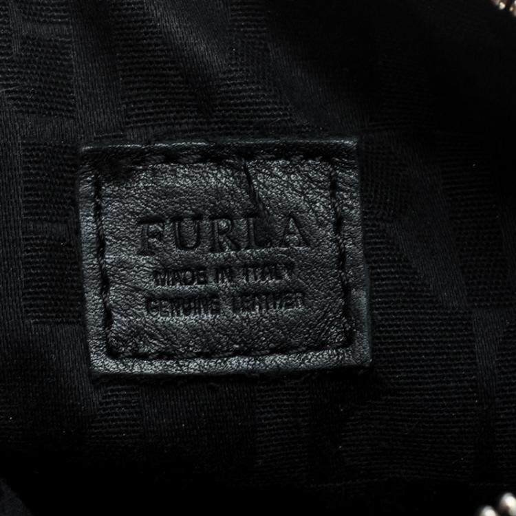Pre Owned Furla Black Leather Chain Clutch