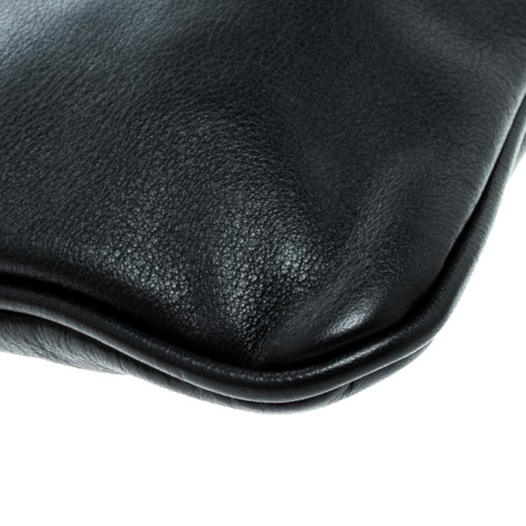 Pre Owned Furla Black Leather Chain Clutch