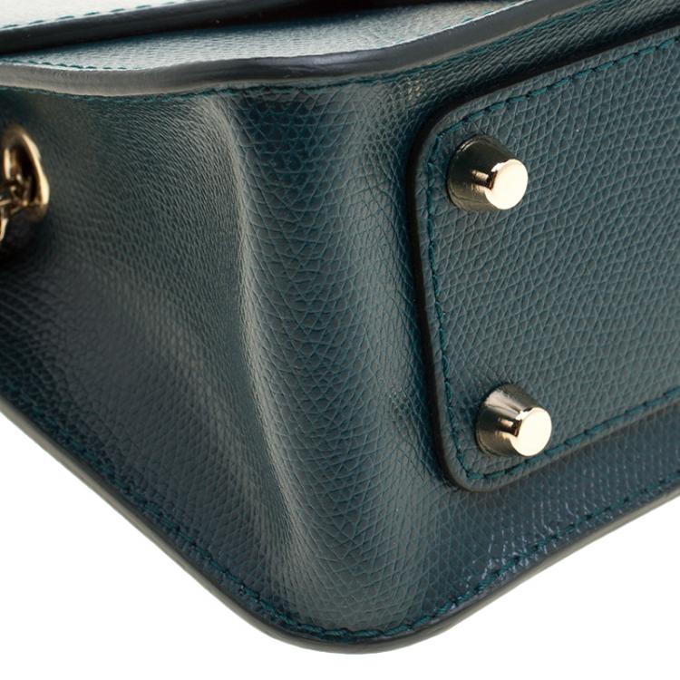 Pre Owned Furla Green Leather Metropolis Crossbody Bag