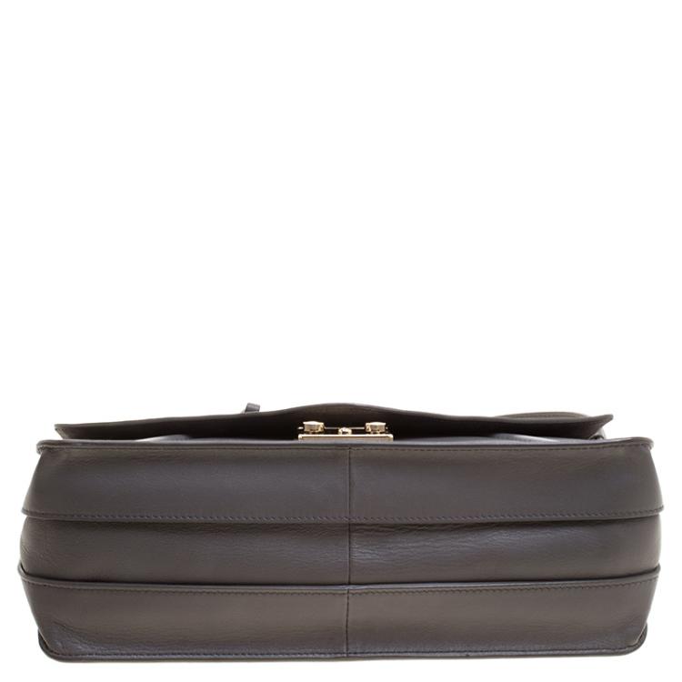 Pre Owned Furla Grey Leather Alice Top Handle Bag
