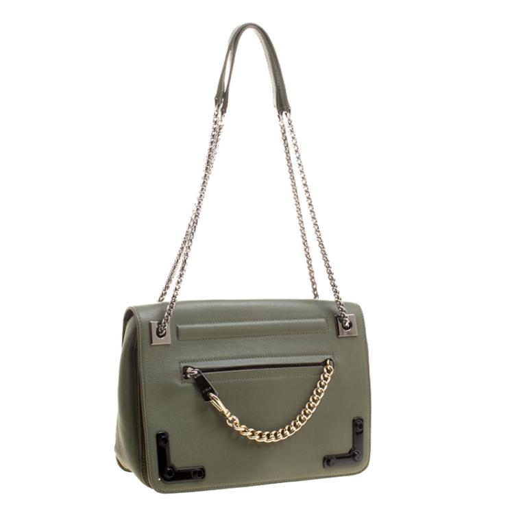 Pre Owned Furla Olive Green Leather Diana Shoulder Bag