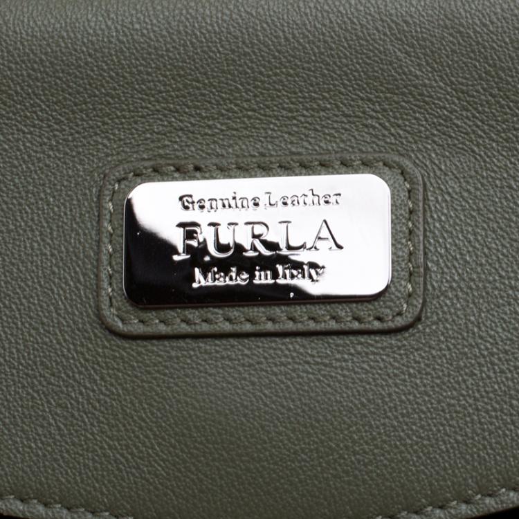 Pre Owned Furla Olive Green Leather Diana Shoulder Bag