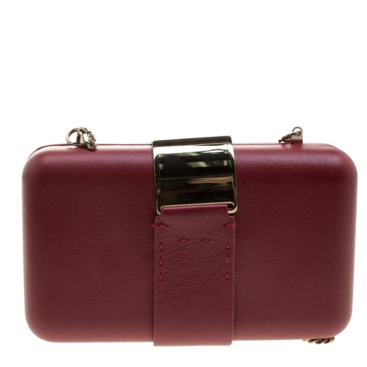 مملوكة مسبقًا Furla Red Leather Opera Chain Clutch