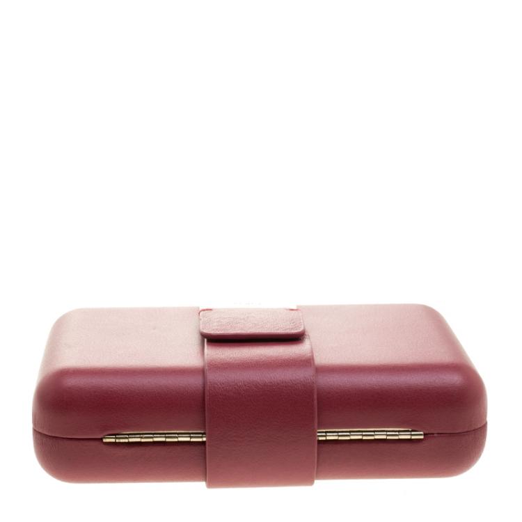 مملوكة مسبقًا Furla Red Leather Opera Chain Clutch