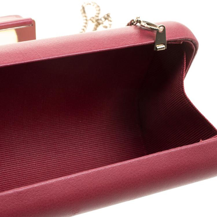 مملوكة مسبقًا Furla Red Leather Opera Chain Clutch