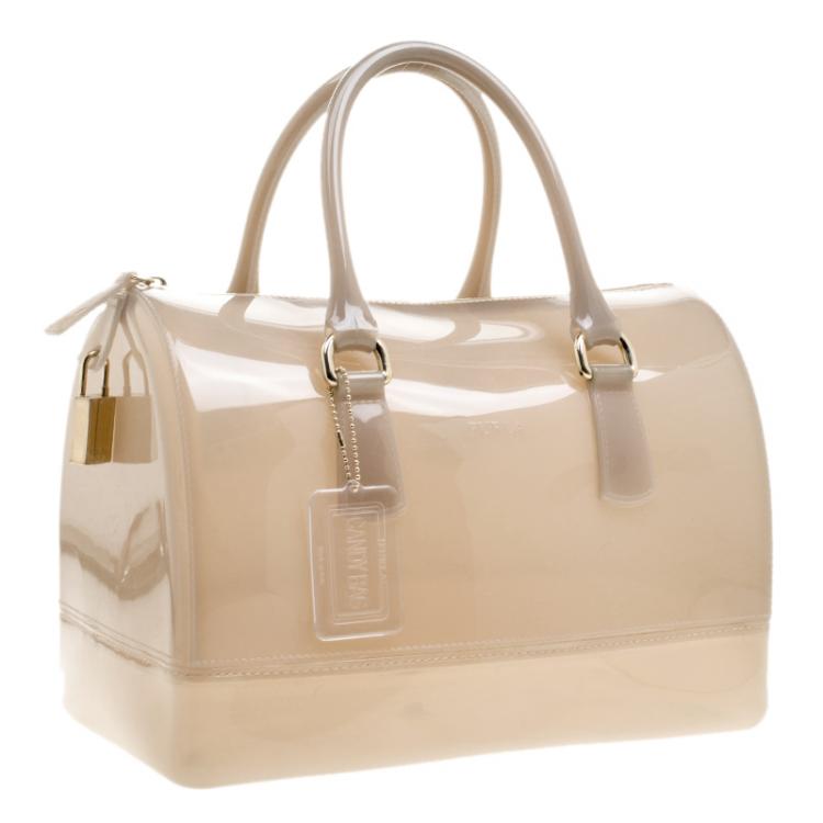 Pre Owned Furla Grey Glossy Rubber Candy Satchel