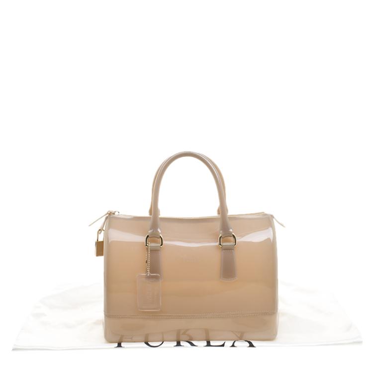 Pre Owned Furla Grey Glossy Rubber Candy Satchel