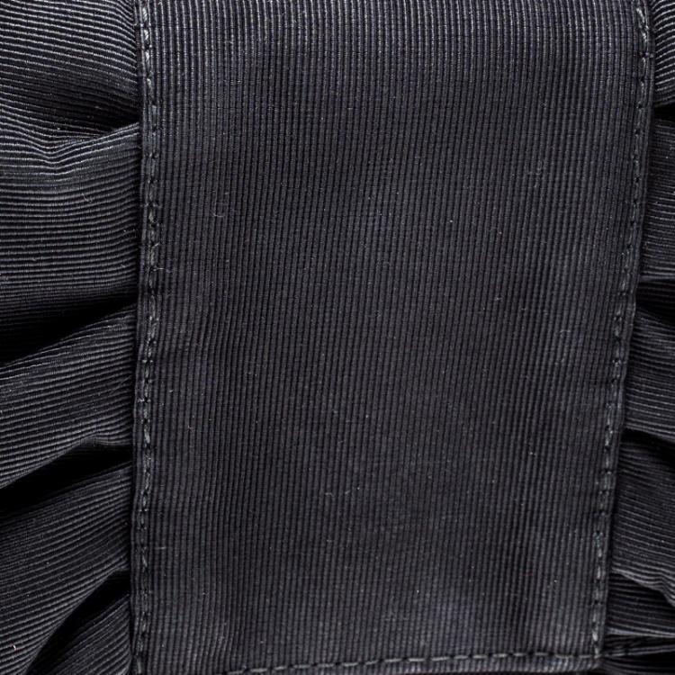 Pre Owned Furla Black Fabric Bow Clutch