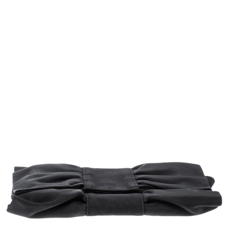 Pre Owned Furla Black Fabric Bow Clutch