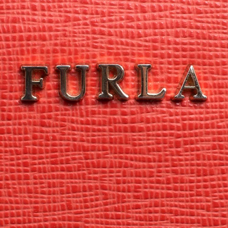 Pre Owned Furla Orange Leather Babylon Phone Bag